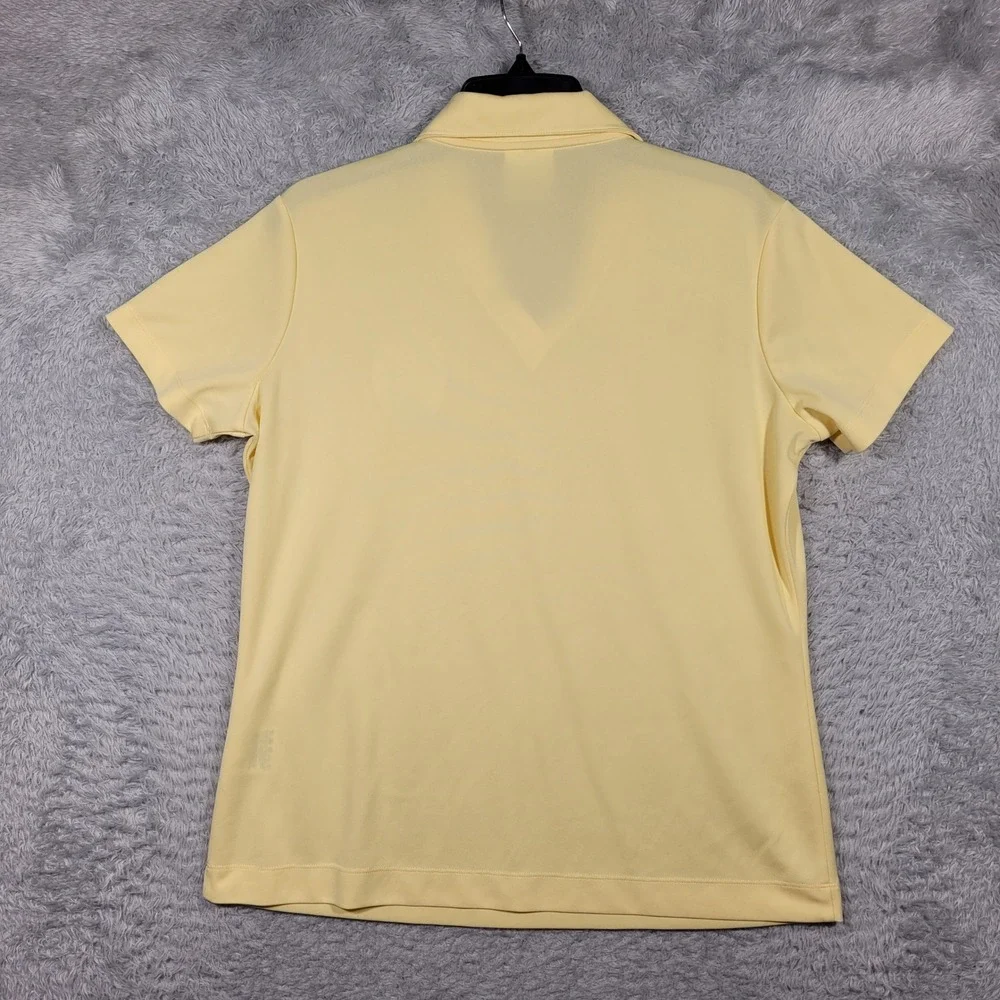 Nike Golf‎ Polo Shirt Womens Large Yellow  V Neck Dri-FIT Woodchuck Hard Cider